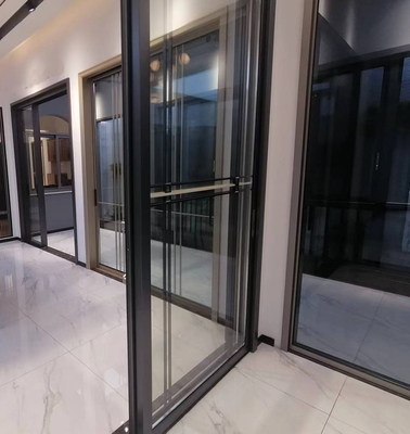 Black Narrow Frame Double Glass Aluminium Sliding Doors For Meeting Room