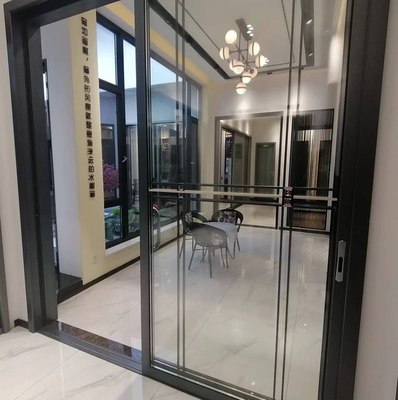 Black Narrow Frame Double Glass Aluminium Sliding Doors For Meeting Room
