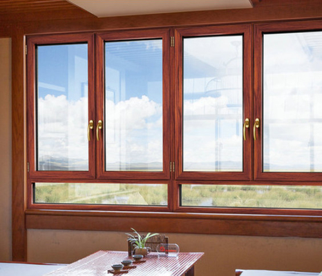 Thermal Break Wood Grain Aluminum Casement Window For Apartment