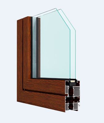 Horizontal Aluminium Casement Windows Wood Grain Finish With Folding Screen