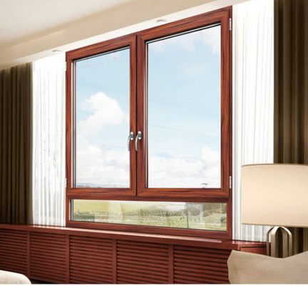 Thermal Break Wood Grain Aluminum Casement Window For Apartment